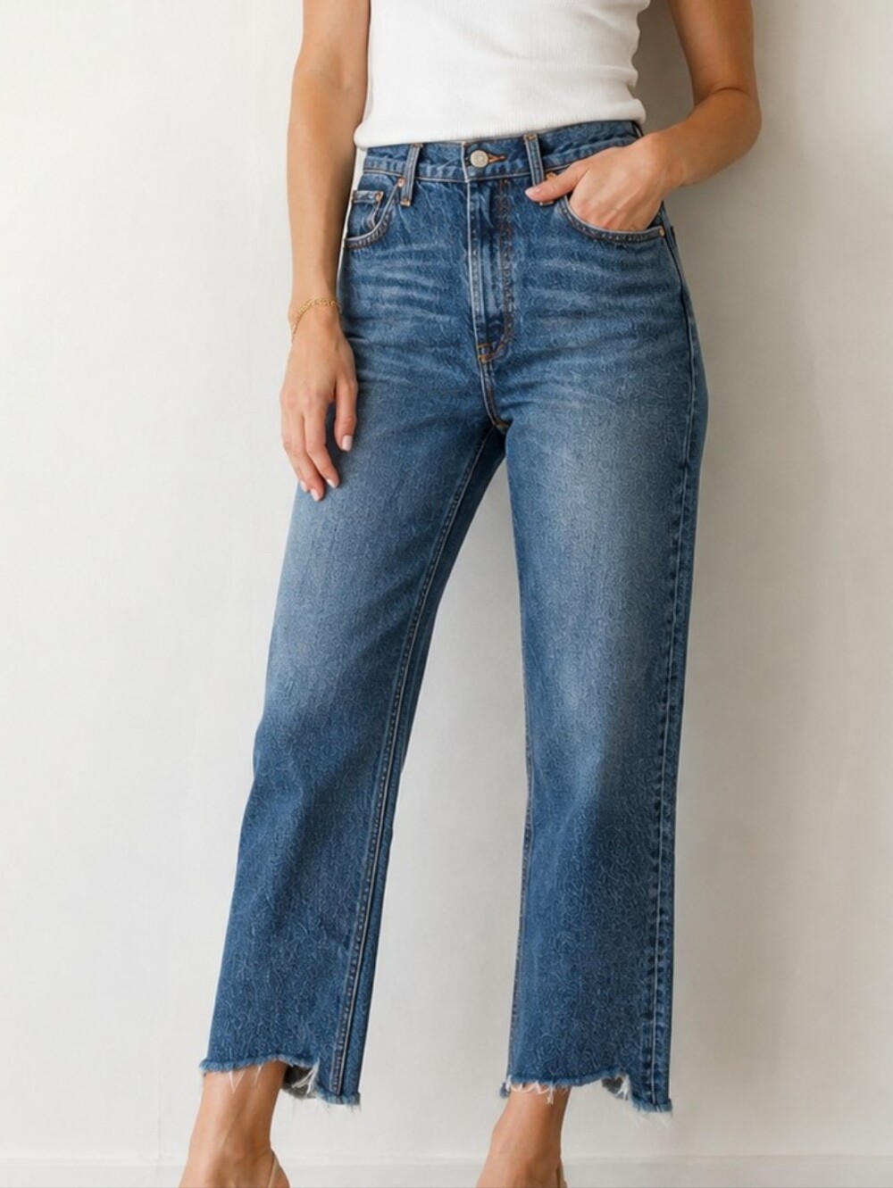 Agolde 90s Pinch Waist Jeans High Rise Straight Leg Button Fly Raw Hem
